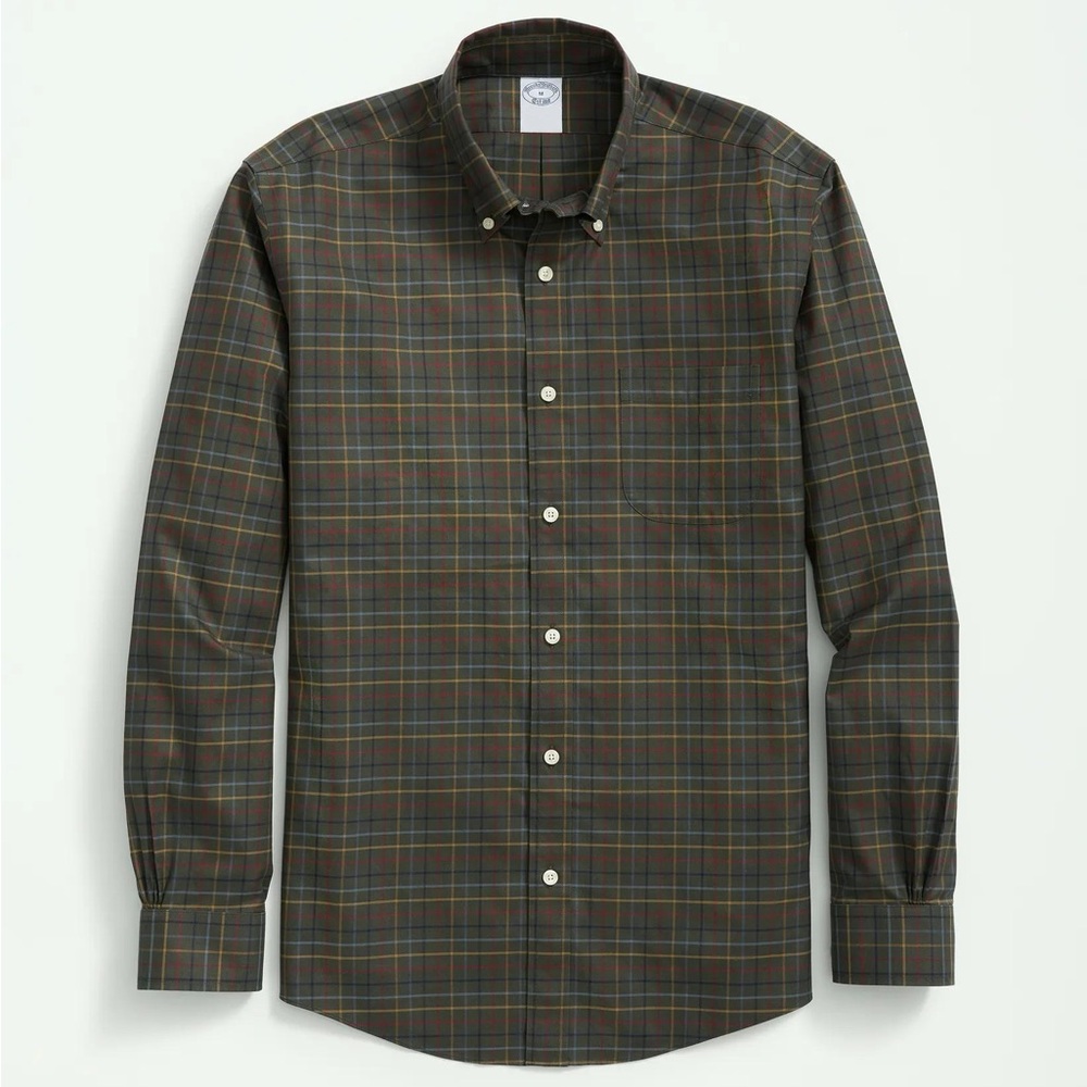 NEW Brooks Brothers Stretch Cotton Non-Iron Twill Polo Button Down Collar Shirt